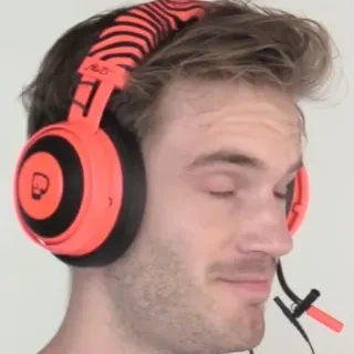 😑 PewDiePie PewDiePie, YouTuber, gamer, headphones, influencer, Swedish telegram sticker