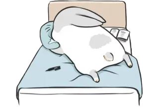 🌙 Kreskówka, Królik, Łóżko, Śpiący, Poduszka, Leniwy, Słodki, Zmęczony telegram sticker