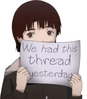 😅 We had this thread yesterday Anime, Segno, Thread, Ieri, Meme telegram sticker