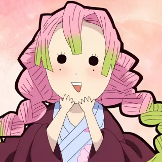 💗 Mitsuri Kanroji Demon Slayer Аниме, Клинок, рассекающий демонов, Мицури Канроджи, Хашира, Любовный столп, Милый, Мультфильм telegram sticker