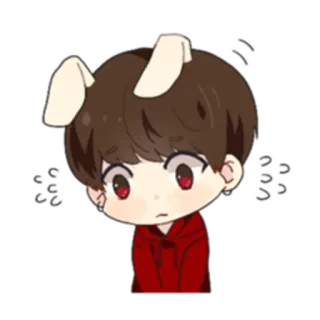 😥 Chibi, Orejas de conejo, Lindo, Dibujos animados, Pegatina, Anime telegram sticker
