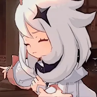 🍥 Paimon Genshin Impact 动漫, 派蒙, 游戏, 白发, 悲伤 whatsapp sticker