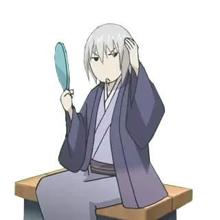 😒 Anime, Cermin, Karakter, Duduk, Kartun telegram sticker