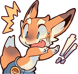 😦 лиса, мультфильм, испуганный, удивление, животное, персонаж telegram sticker