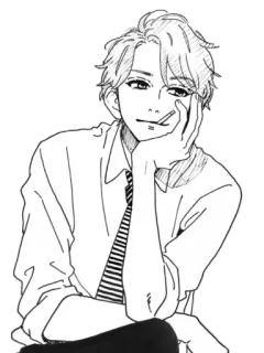 💛 fumar, cigarro, gravata, esboço, menino, homem, sorriso irônico telegram sticker