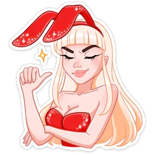 👉 femme, oreilles de lapin, dessin animé, blonde, fille, étincelle whatsapp sticker