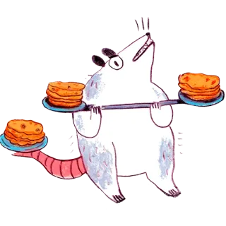 💪 opos, naleśniki, słodki, zwierzę, jedzenie, kreskówka, zabawny telegram sticker