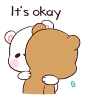 😚 It's okay bear, cute, cartoon, hug, empathy, comfort, sadness, friendship telegram sticker