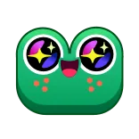 🤩 rana, lindo, emoji, dibujo animado, sticker telegram sticker