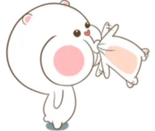 😋 bear, bunny, kiss, cute, cartoon telegram sticker