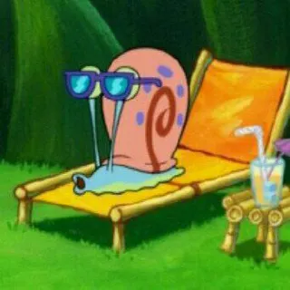 🧽 Gary Spongebob Squarepants desenho animado, caracol, praia, óculos de sol, bebida, relaxante, Bob Esponja telegram sticker