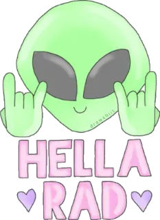 👊 HELLA RAD Alien, Maneiro, Super maneiro, Fofo, Desenho, Verde, Engraçado whatsapp sticker