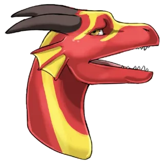 📢 Drache, Fantasy, Tier, Reptil, Rot, Gelb, Hörner, Kreatur whatsapp sticker