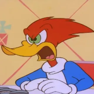 😠 Woody Woodpecker cartone animato, arrabbiato, uccello, Woody Woodpecker, divertente telegram sticker