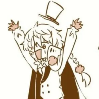 🥳 anime, character, top hat, cartoon, illustration, drawing telegram sticker