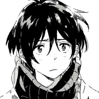 🌼 Anime, Manga, Junge, Schal, Schwarzweiß, Porträt telegram sticker