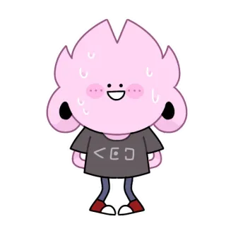 😅 <ED cartoon, character, cute, pink, sweaty telegram sticker