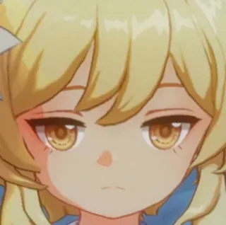 😕 Lumine Genshin Impact Anime, Jeu vidéo, Cheveux blonds, Sérieux, Ennuyé whatsapp sticker