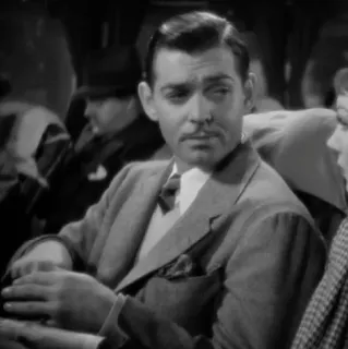 ➖ Clark Gable aktor, film, vintage, mężczyzna, celebryta, czarno-białe, stare Hollywood telegram sticker