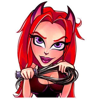 😈 Cartoon, Rote Haare, Frau, Fantasy, Peitsche, BDSM telegram sticker