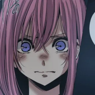 💖 Anime, Manga, Capelli rosa, Espressione, Spaventato, Emozionale telegram sticker
