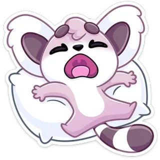 🥱 여우원숭이, 동물, 졸린, 귀여운, 만화, 자는, 베개 telegram sticker