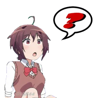 ❓ 动漫, 问号, 惊讶, 卡通, 可爱, 女孩 telegram sticker
