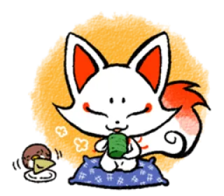 ☕ raposa, animal, fofo, desenho animado, tradicional, oriental whatsapp sticker