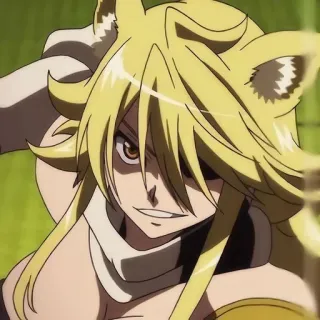 😏 Anime, Kobieta, Bojowniczka, Blond włosy, Kocie uszy telegram sticker