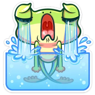 😭 rana, piangere, triste, lacrime, emozione, acqua, cartone animato, personaggio telegram sticker