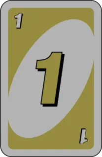 💛 Uno 1 uno, card, game, number whatsapp sticker