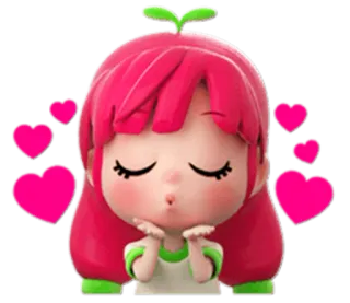 😘 dessin animé, personnage, fille, mignon, amour, coeurs, baiser, cheveux roses, animation whatsapp sticker