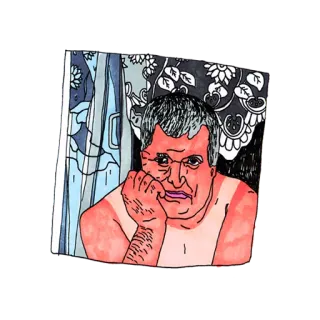 😞 ilustración, hombre, retrato, triste, decepcionado telegram sticker