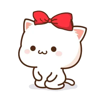👌 Katze, süß, kawaii, Cartoon, Tier, Schleife telegram sticker