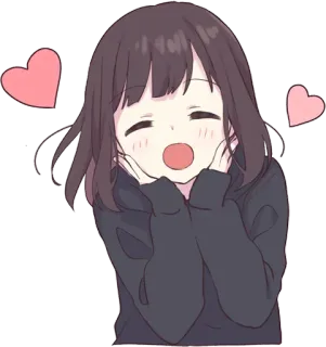 😍 Аниме, Девушка, Мультфильм, Сердце, Любовь, Милый, Счастливый telegram sticker