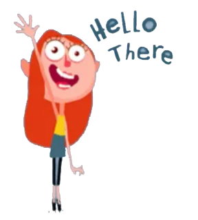 👋 Hello There groet, cartoon, hallo, vrouw, zwaaien, vriendelijk telegram sticker