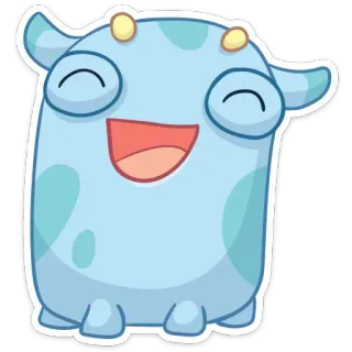 😄 Mostro, Cartone animato, Carino, Blu, Felice, Emoji whatsapp sticker