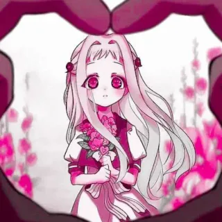 🥬 Anime, Personnage, Rose, Fille, Fleurs, Coeur, Mignon telegram sticker
