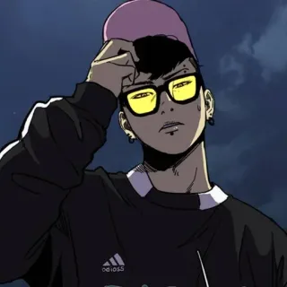 🌩 Anime, Cartone animato, Personaggio, Uomo, Occhiali, Disegno whatsapp sticker