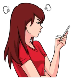 😤 arrabbiato/a, cartone animato, ragazza, capelli rossi, infastidito/a, cellulare whatsapp sticker