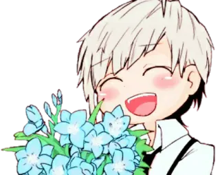 😄 Anime, Fofo, Flores, Sorriso, Feliz, Personagem telegram sticker