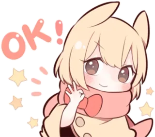 🆗 OK! 애니메이션, 만화, 귀여운, 카와이, OK, 별 telegram sticker