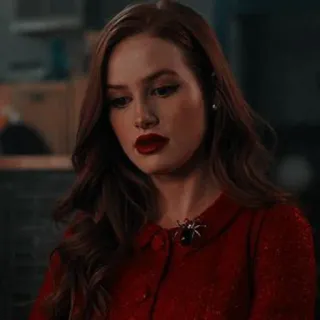 😒 Cheryl Blossom Riverdale Cheryl Blossom, Riverdale, red hair, red dress, Madelaine Petsch telegram sticker