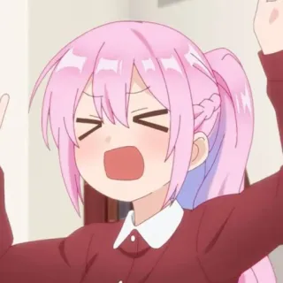 🍧 Anime, Cartoon, pinke Haare, aufgeregt, fröhlich, Mädchen, Charakter telegram sticker