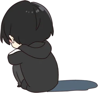👣 슬픈, 우는, 애니메이션, 만화, 외로운, 감정적인, 우울한 telegram sticker