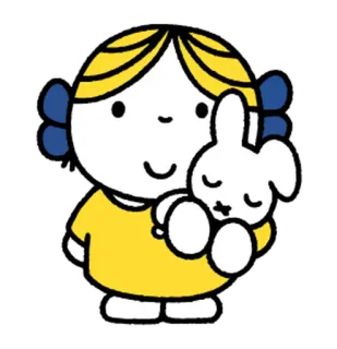 😔 enfant, fille, dessin animé, dessin, jouet, lapin telegram sticker