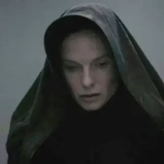 😐 woman, hood, dark, melancholy, portrait telegram sticker