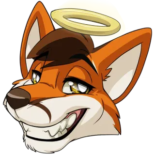 😇 лиса, животное, мультфильм, ангел, ореол, милый, улыбающийся telegram sticker