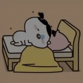 😂 bebê, dormindo, cama, desenho animado, fofo whatsapp sticker