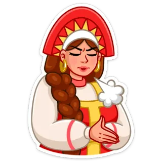 🥶 donna, russo, tradizionale, abbigliamento, treccia, copricapo whatsapp sticker
